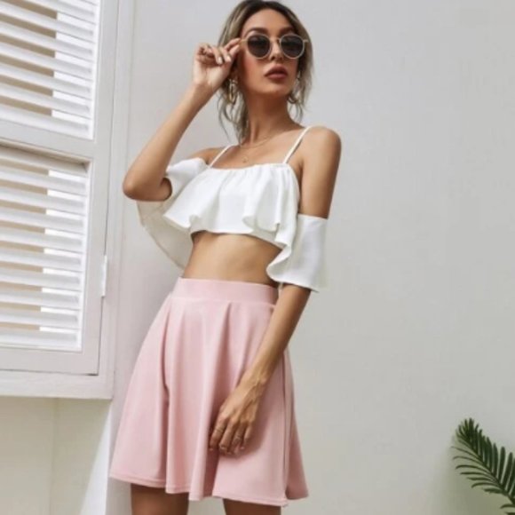 SHEIN Dresses & Skirts - BABY PINK FLARE SKIRT